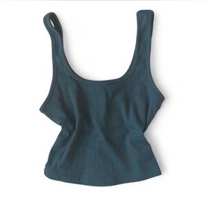 Bozzolo Green Ribbed Sleeveless Tank Top